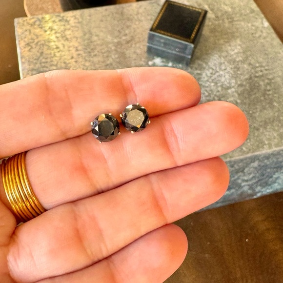 Authentic🔹4 CTW Black Round Brilliant Cut Natural Diamond Stud Earrings (14k) - Picture 5 of 14